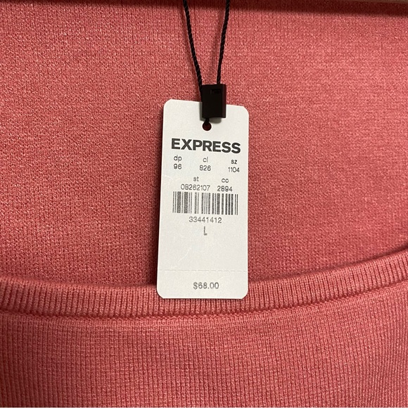 Express NWT Dusty Rose Super Soft Square Neck Cropped Long Sleeve Sweater Large‎ - Picture 6 of 7